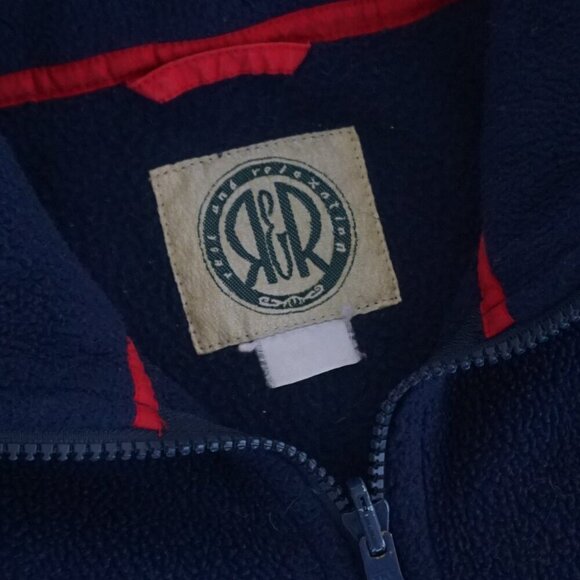 Vintage '90S R&R Navy Fleece Jacket Liner w/ Loops Zip Up Sweater Size Large - Picture 10 of 10